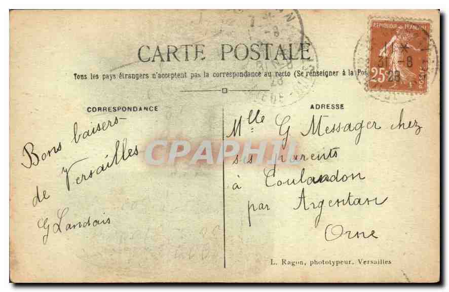 CPA Versailles Le Bassin du Dragon  — Verso