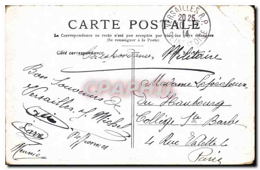 CPA Versailles Petit Trianon Chambre de Marie Antoinette  — Verso