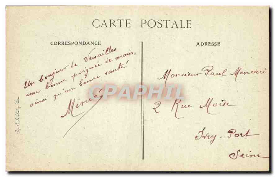 CPA Versailles Char d'Apollon Le Tapis Vert et la Palais  — Verso