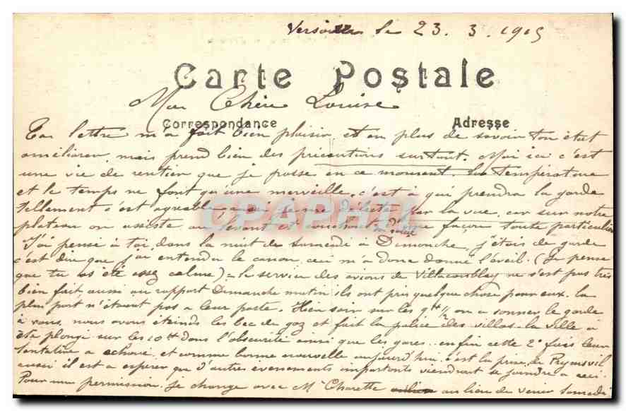 CPA Palais de Versailles a vol d'oiseau  — Verso
