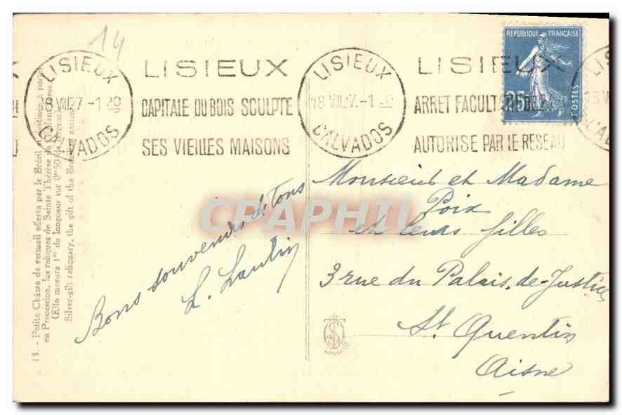 Coffre funéraire orné — Lisieux — éditeur non identifié, n° de série 13 — Rückseite