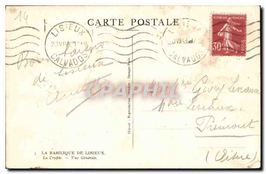 CPA La Basilique de Lisieux La Crypte vue generale  — Rückseite