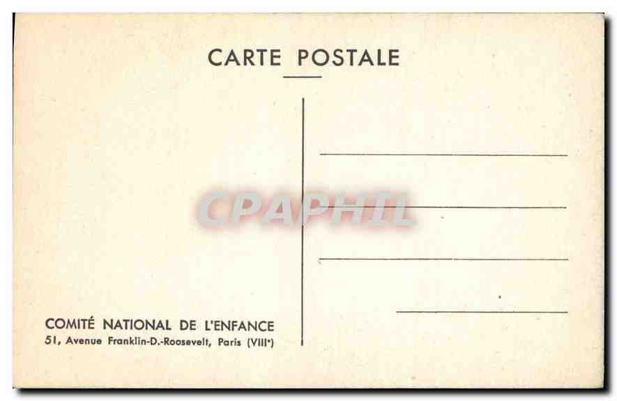CPA Greuze l'Oiseau Mort Comite National de l'Enfance  — Rückseite