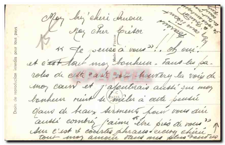 CPA Je pense a toi Femme Soldat Militaria — Rückseite