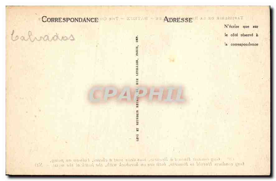 CPA Tapisserie de la Reine Mathilde Bayeux Guy conduit Harold a Beaurin tous deux sont a cheval l'oi — Rückseite