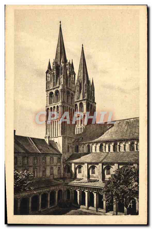 CPA Le Pays Normand Caen Lycee Malherbe anc Abbaye aux Hommes Cour du cloitre et tours de St Etienne