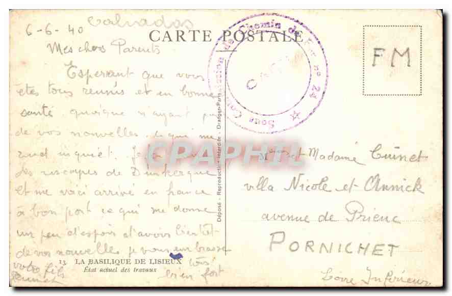 Basilique de Lisieux — État actuel des travaux — La Basilique de Lisieux, éditeur inconnu — Verso