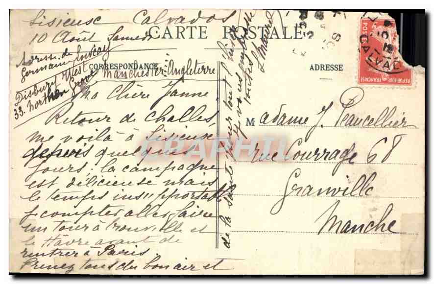 CPA Lisieux et ses Environs Chateau d'Ouilly le Vicomte — Rückseite