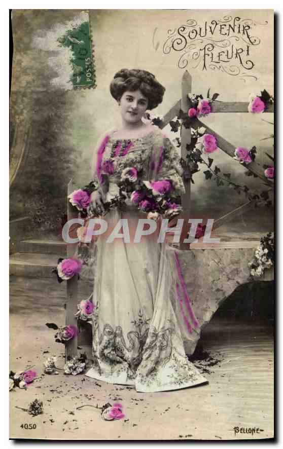 CPA Souvenir Fleuri Femme Fleurs