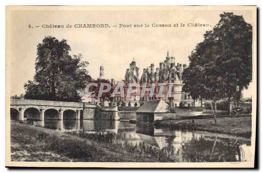 CPA Chateau de Chambord Pont sur le Cosson et le Chateau 