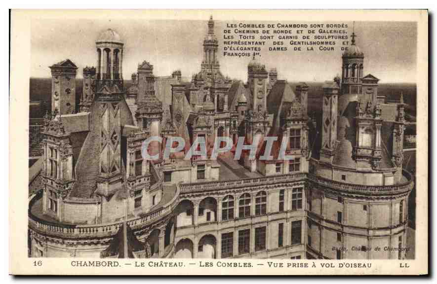 CPA Chambord le Chateau Les Combles Vue prise a vol d'Oiseau 