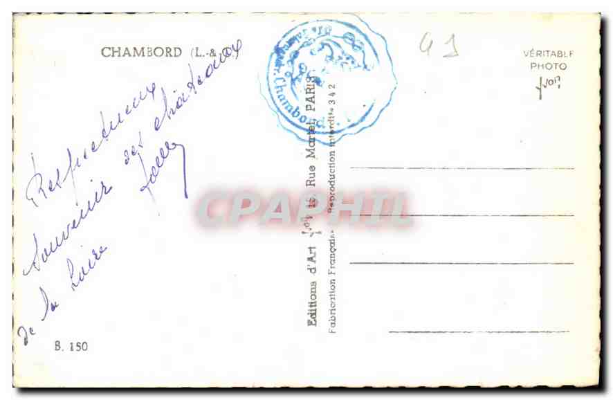 CPA Chambord L et C  — Back