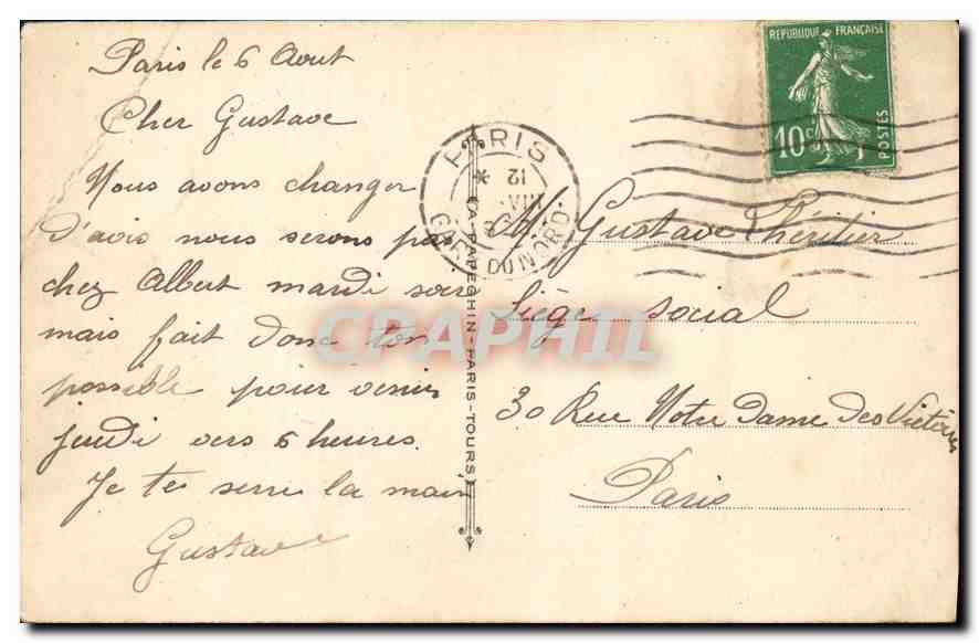 CPA Paris La Conciergerie  — Verso