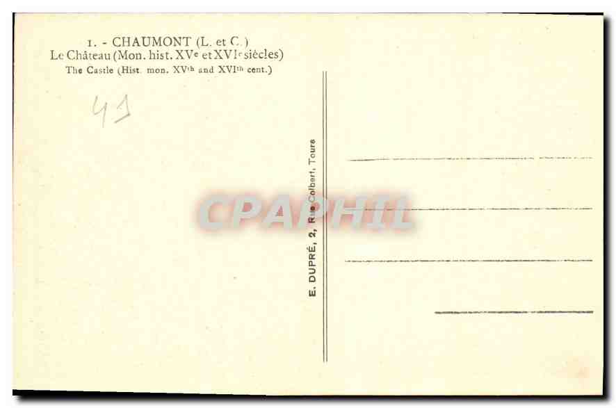 CPA Chaumont L et C Le Chateau Mon hist  — Rückseite