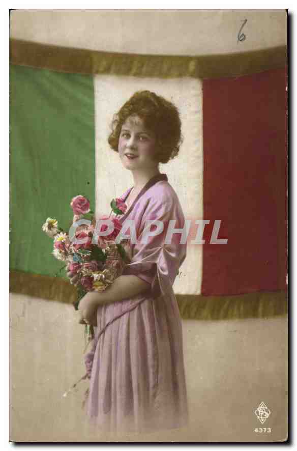 CPA Femme Drapeau Italie