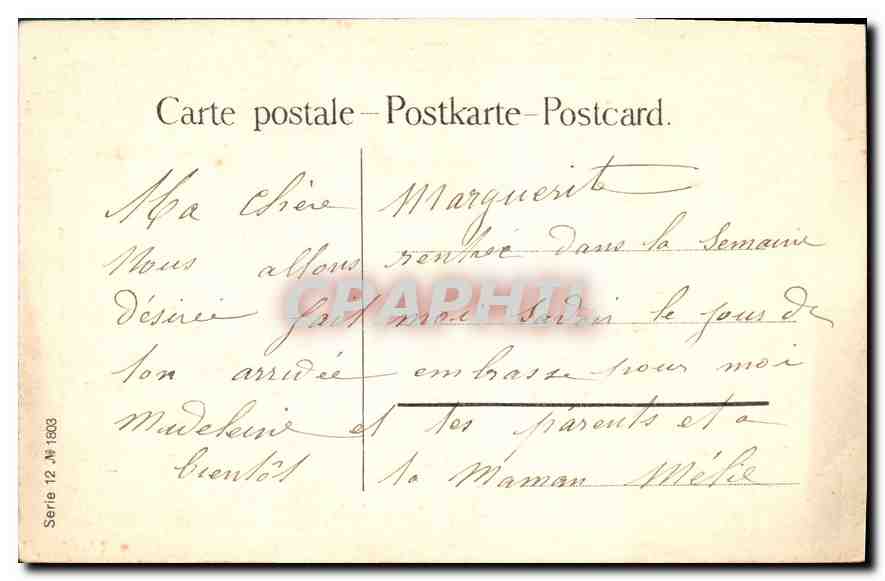 CPA Le Partage du Gateau  — Verso