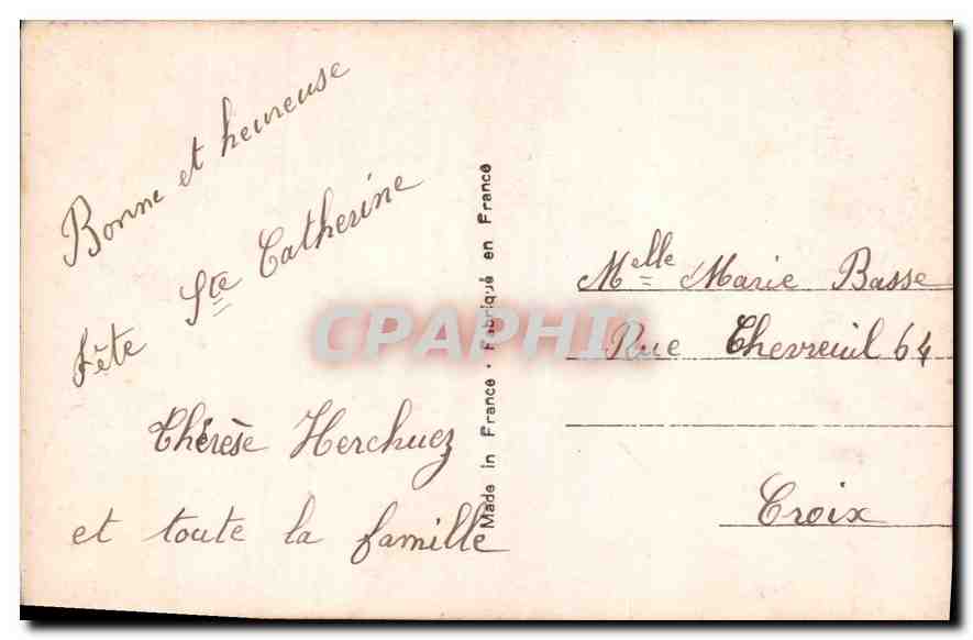 CPA Vive Ste Catherine Femme — Verso