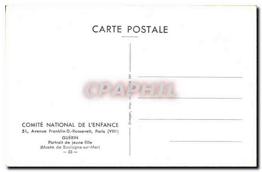 CPA Guerin Portrait de jeune Fille  — Verso
