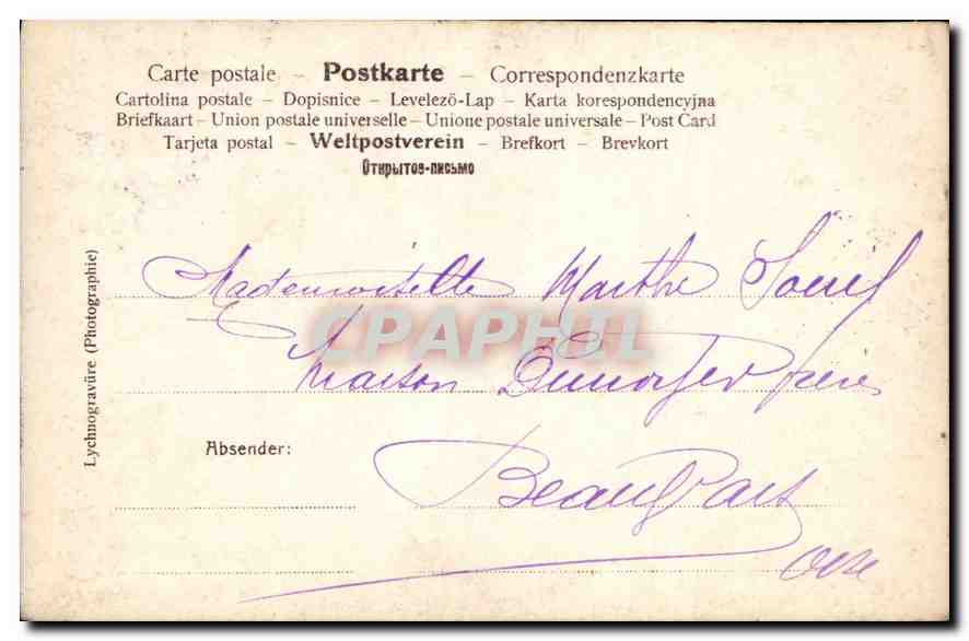CPA Femme — Verso