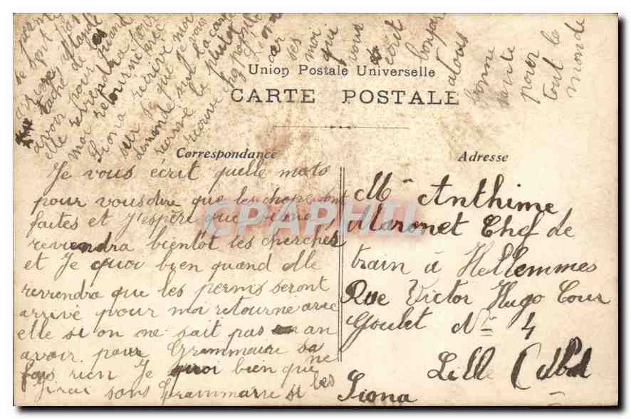 Jeune femme tenant un bouquet de roses — Bonne Fête — Union Postale Universelle — Rückseite