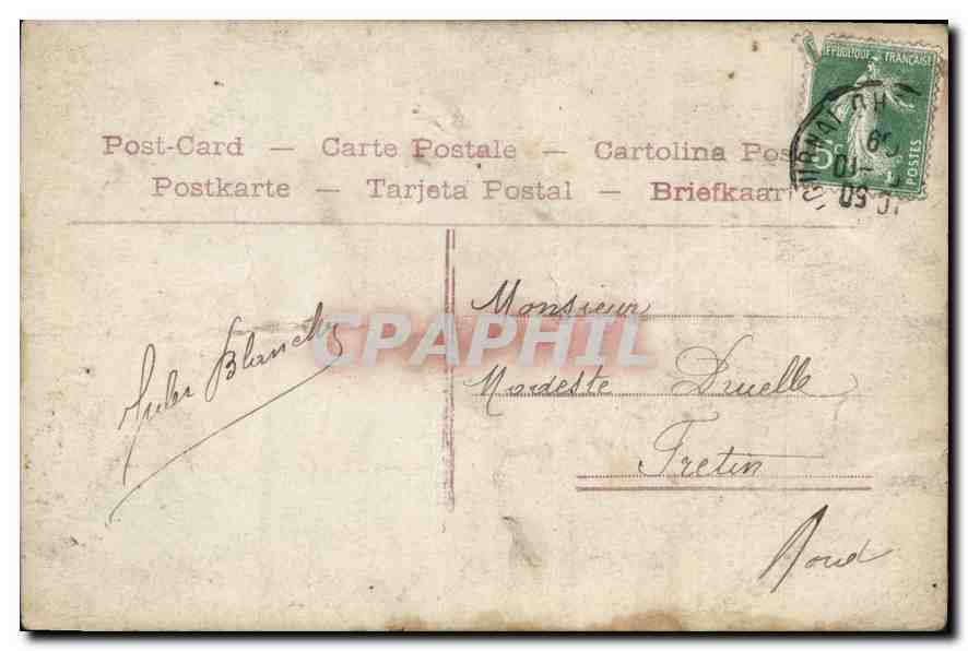 CPA Allo allo Un Souvenir Femme — Rückseite