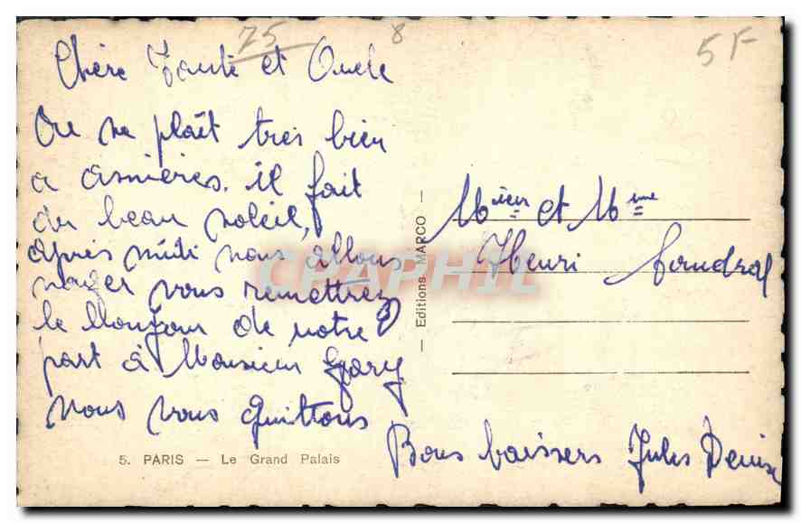 CPA Paris Le Grand Palais  — Rückseite