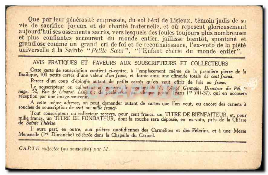 Basilique de Lisieux — vue architecturale — éditeur non identifié, n° de série non visible — Reverso