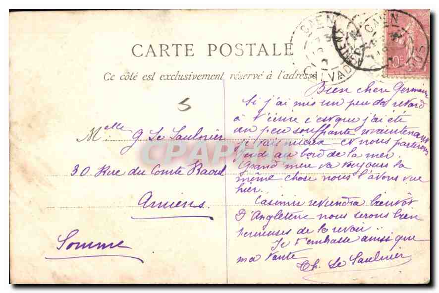 CPA Caen La Chaire de l'Eglise Saint Pierre  — Verso