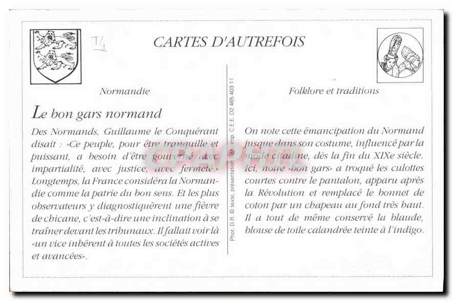 El buen muchacho normando — Tipos y Trajes — La C.P.A. — n°112 — Reverso