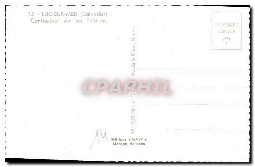CPA Luc sur Mer Calvados Contre jour sur les Falaises  — Verso