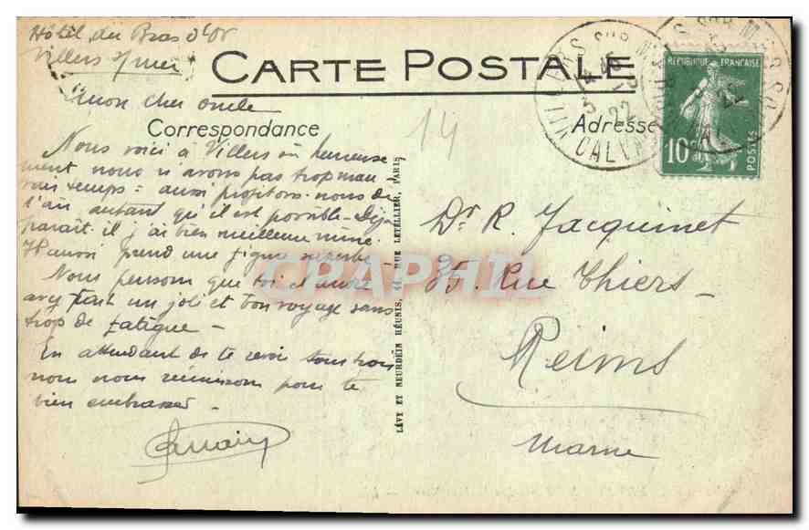 Villers-sur-Mer — Les Rochers Noirs — LL. — N° 82 — Rückseite