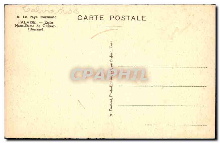 CPA Falaise Eglise Notre Dame de Guibray Romane  — Rückseite