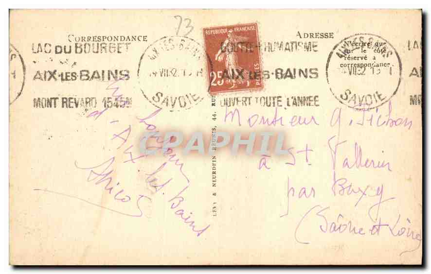 CPA Aix les Bains Pont de l'Abime  — Rückseite