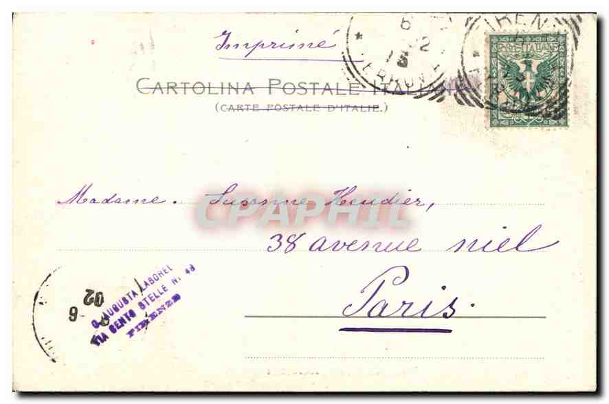 CPA Firenze Ritratto di Michaelangiolo Torre del Gallo  — Rückseite