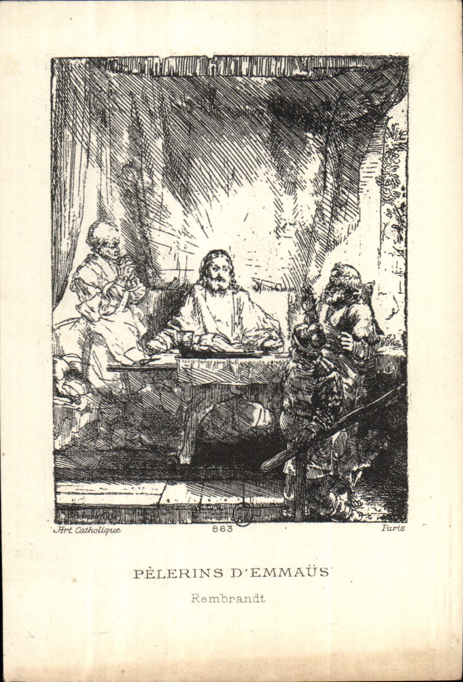 CPA Pelerins d'Emmaus Rembrandt 