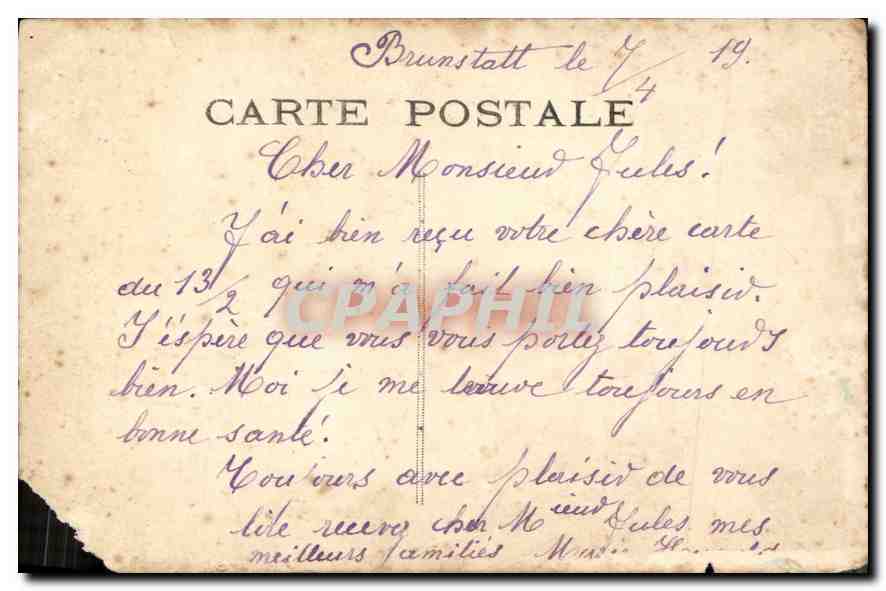 CPA Femme — Rückseite