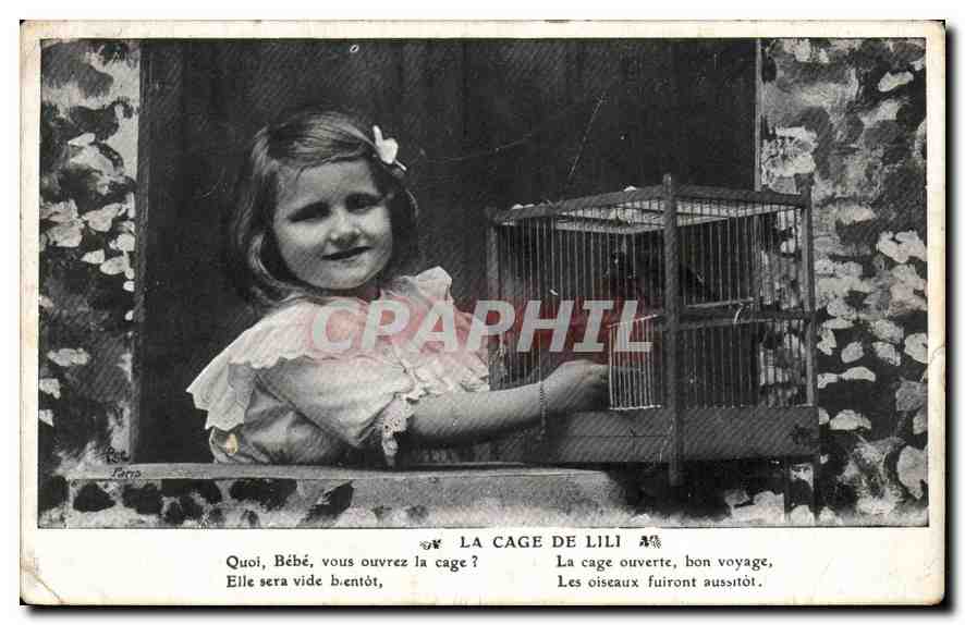 CPA La Cage de Lili Enfant Oiseau