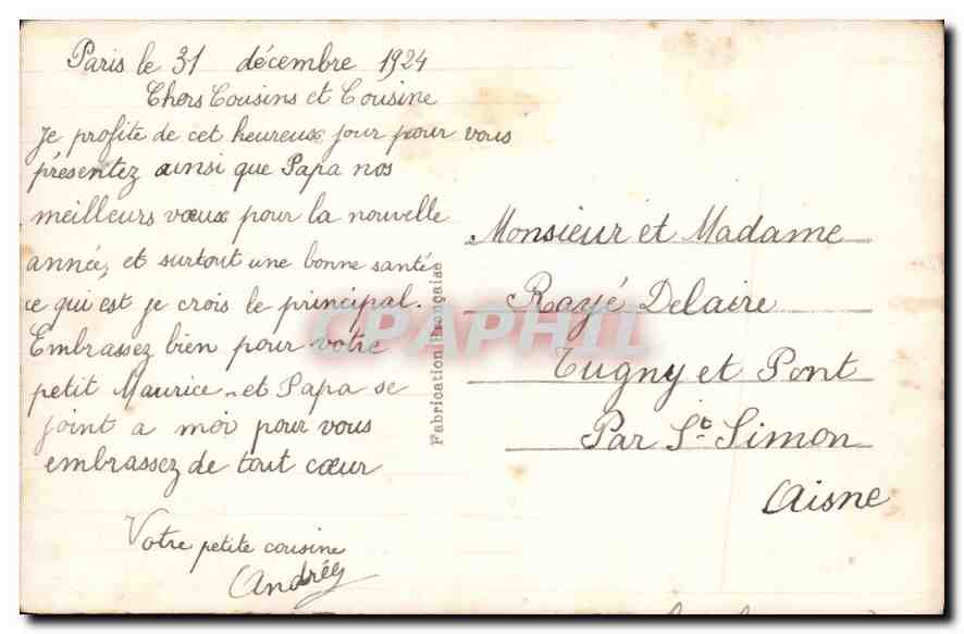 CPA Bonne Annee Enfant — Verso