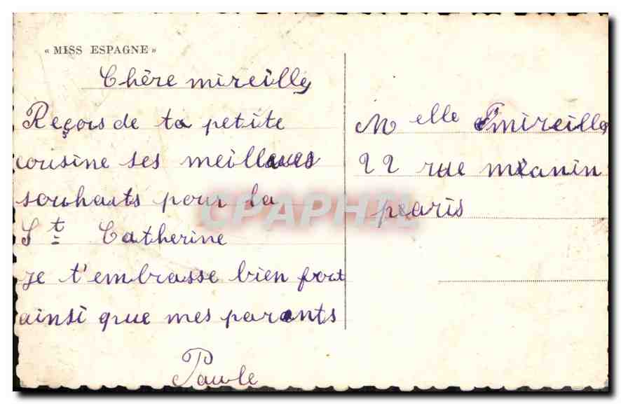 CPA Vive Ste Catherine Femme — Verso