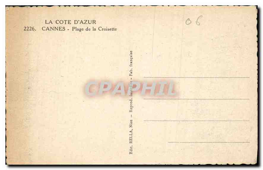 Cannes - Plage de la Croisette — Éditeur Rella, Nice — Achterkant