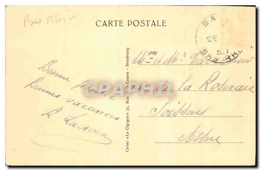 Les Hautes-Chaumes — Lac Blanc et le Rocher Hans — éditeur Cartes « La Cigogne » — Verso