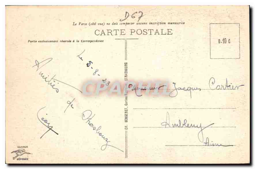 CPA Strasbourg A l'Orangerie Le Jet d'Eau et la Maison Alsacienne  — Rückseite