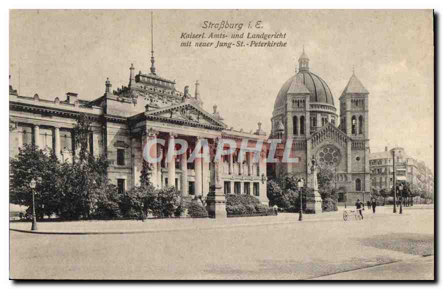 CPA Strasburg Kaiserl Amts und Landgericht mit neuer Jung St Peterkirche 