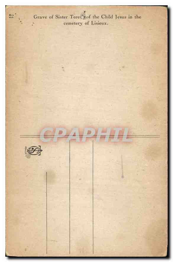 Tombe de Sœur Thérèse de l'Enfant Jésus — Lisieux — éditeur non visible, n° 22 — Verso
