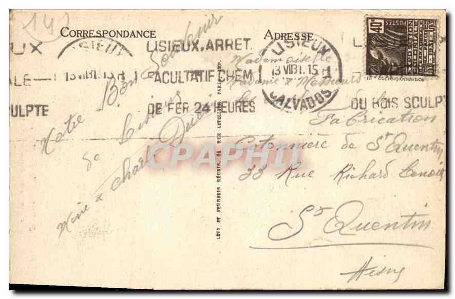 CPA Lisieux Vieilles Maisons Place Victor Hugo  — Verso