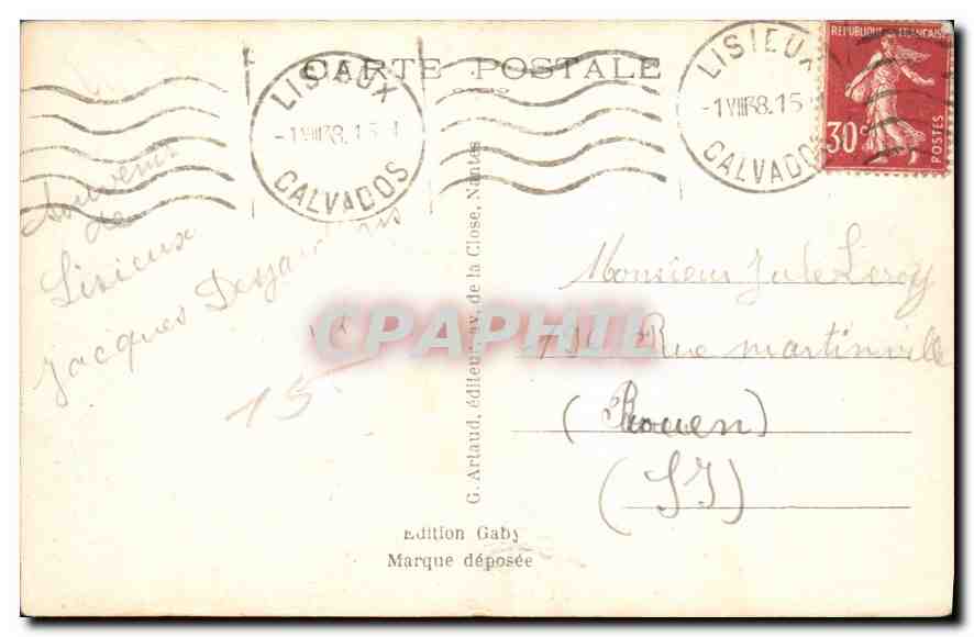CPA Lisieux Calvados La Salle Doree  — Rückseite