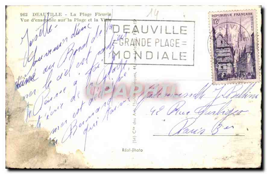 Deauville — La Plage Fleurie — Vue d'ensemble sur la Plage et la Ville — Réal-Photo — Rückseite