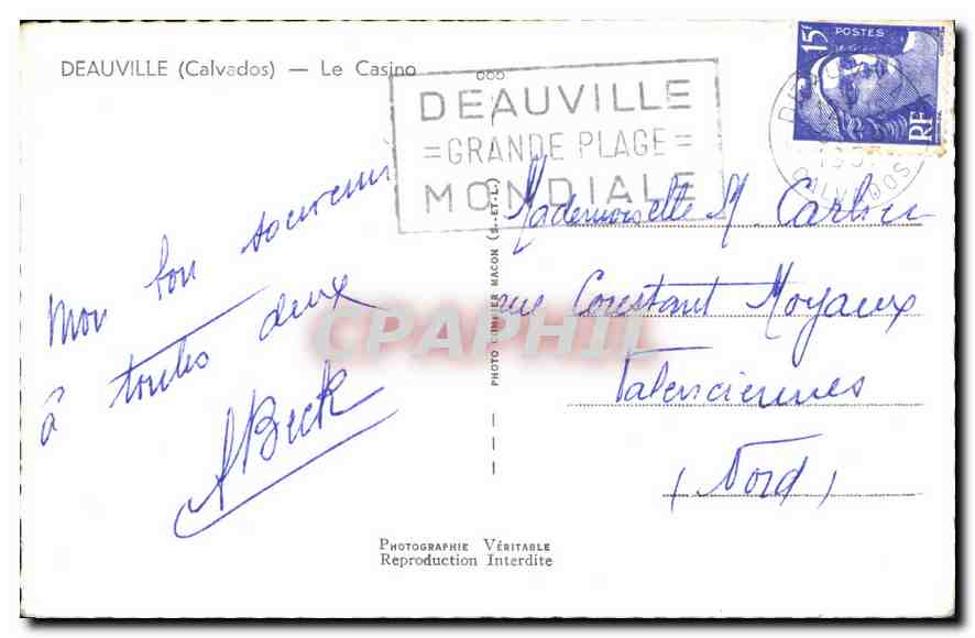 Le Casino de Deauville — Grande Plage — Photographie de Crim — Rückseite