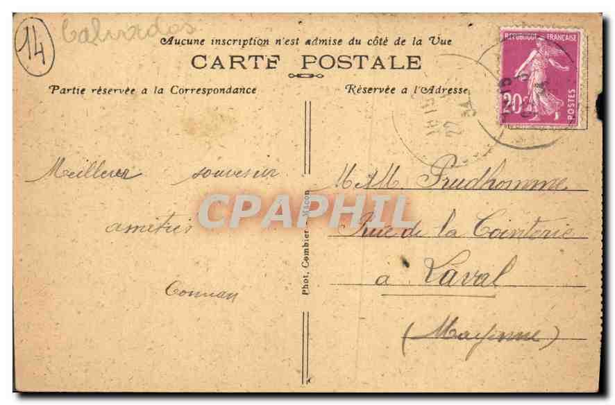 CPA Grand Camp les Bains Calvados Sentier du Bocage  — Verso