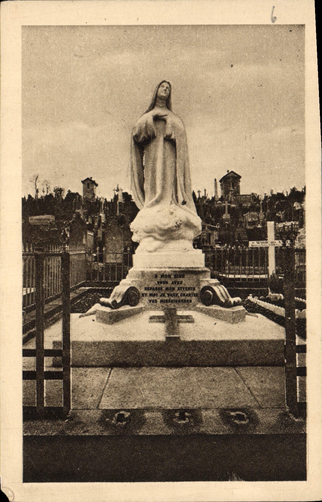 Statue der Jungfrau von Lourdes — Carmeliterfriedhof von Limeux — unbekannter Verleger, Nr. 6